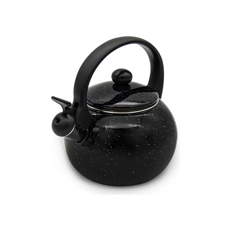 2de kansje Meyerhoff Fluitketel Theepot Look Emaille Zwart 2.2 Liter - Ook geschikt voor Inductie