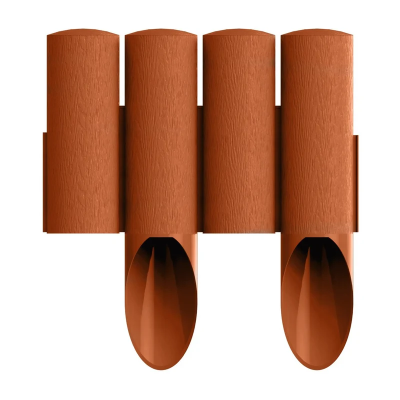 Palissade de jardin plastique effet bois rouge brique 2,3m Standard 4