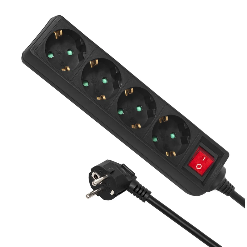 Rallonge multiprise Maclean 4 prises, 3m de longeur, MCE196G 3500W type allemand