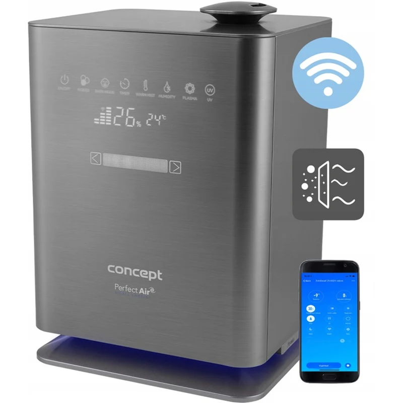 CONCEPT ZV2021 Humidificateur Perfect Air Wifi Remote Aromatherapy Timer UV UVC LED Display