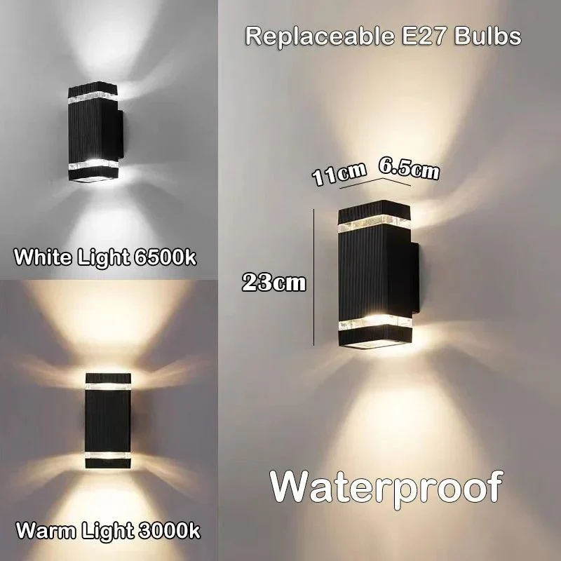 LumiBloc LED Buitenwandlamp | Up & Down Effect | E27 Fitting | IP65 Waterdicht | Modern Design voor Tuin & Balkon