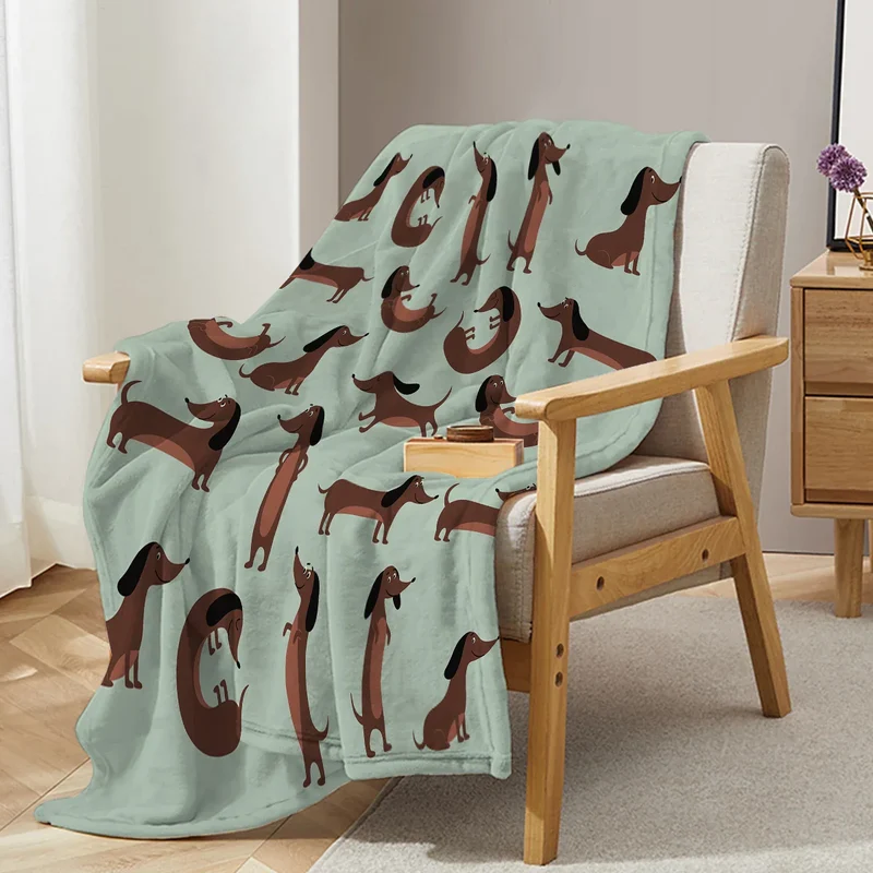 Fleece-deken DoxiDream | Zachte flanel | Teckel-print | Sofa & bed