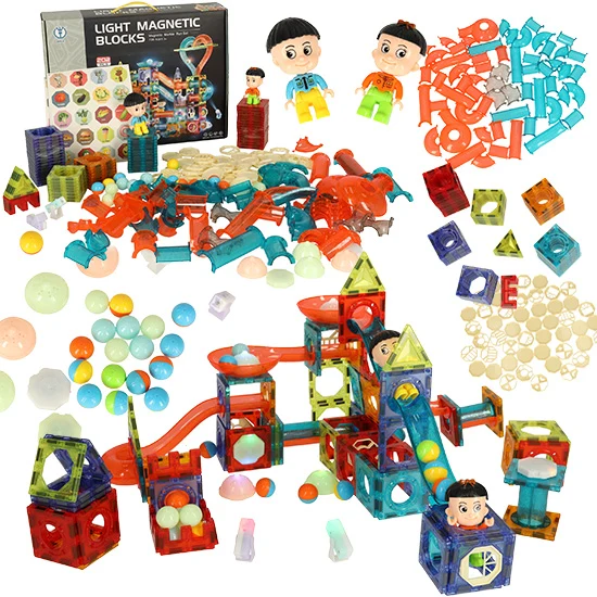 Magnetische Knikkerbaan XXL – 202-Delige Knikkerbaan Met Lichteffecten – Magnetic Tiles & Constructiespeelgoed – Voor Kinderen 3–12 Jaar – Cadeau Tip