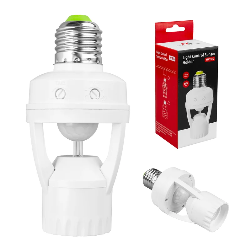 Porte-ampoule Douille avec détecteur de mouvement et crépuscule Pir 1200W Maclean Energy MCE20