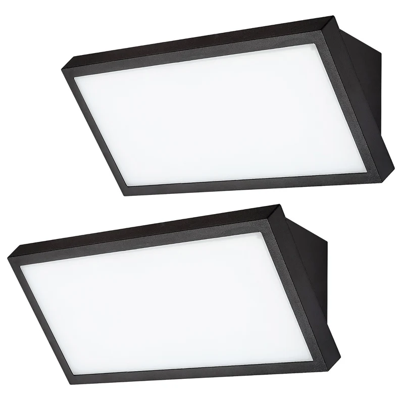 Lampe Rabalux Rapla2 LED 18 W, noire, IP65, classe énergétique F, réglage de la température de couleur : 2 700, 4 000, 6 500 K, 77150, lot de 2