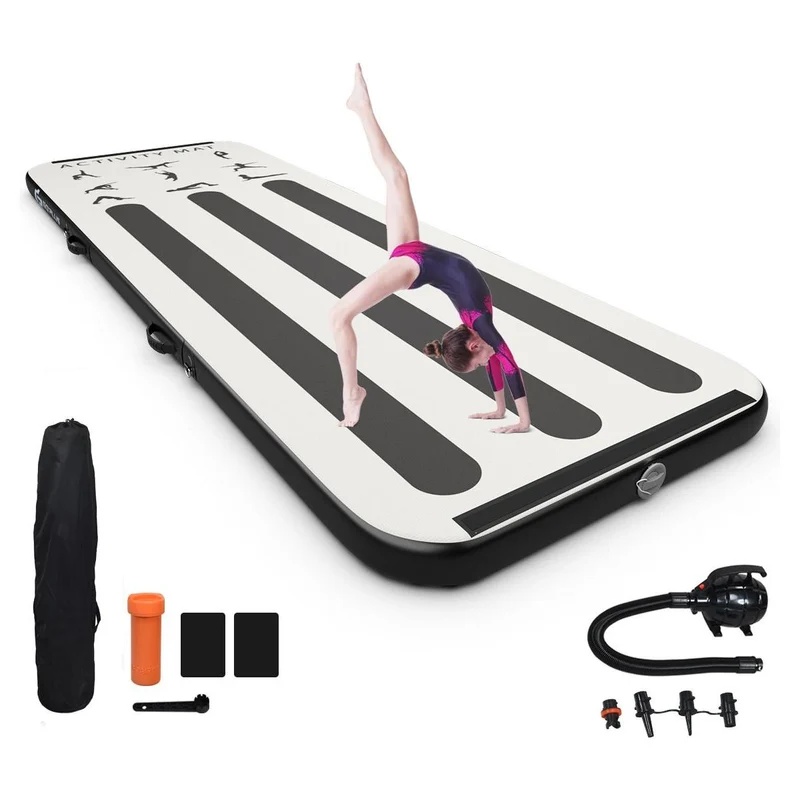 Trendmix Opblaasbare Airtrack Gymnastiekmat 3 Meter - Turnmat Inclusief Elektrische Pomp En Opbergtas - Yoga Sportmat - 10cm Dikte
