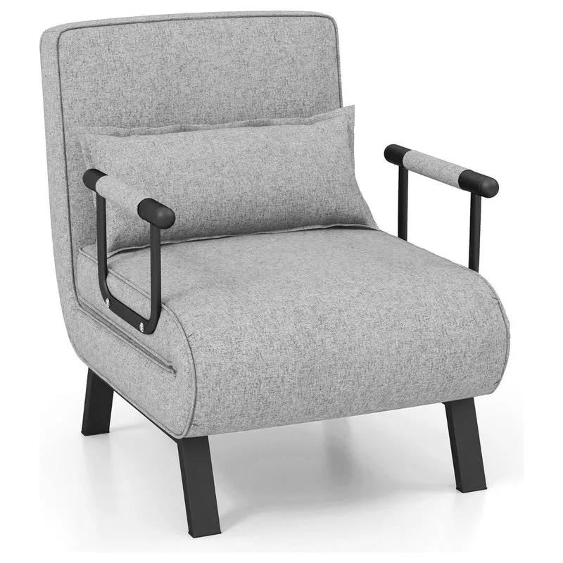 Trendmix Slaapstoel 1 Persoons – Uitklapbare Slaapbank & Slaapfauteuil – Lichtgrijs