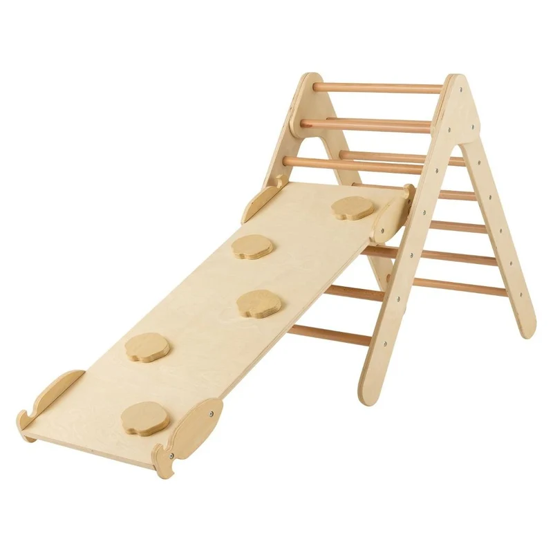 Trendmix Houten Klimrek met Glijbaan – Montessori Klimdriehoek vanaf 1 Jaar