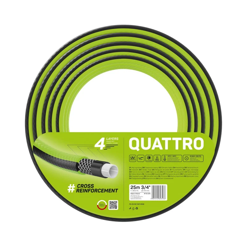 Tuyau d'arrosage Cellfast Quattro 3/4" 25m 4 couches tresse croisée