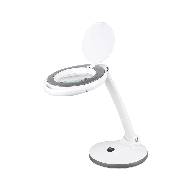 Rebel vergrootglaslamp – LED loeplamp 5D – 30 SMD-leds – 4" glaslens – verstelbare arm – witgrijs
