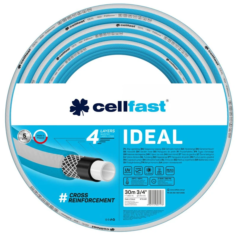 CELLFAST IDEAL Tuyau d'arrosage 3/4 30m 10-261 4 plis