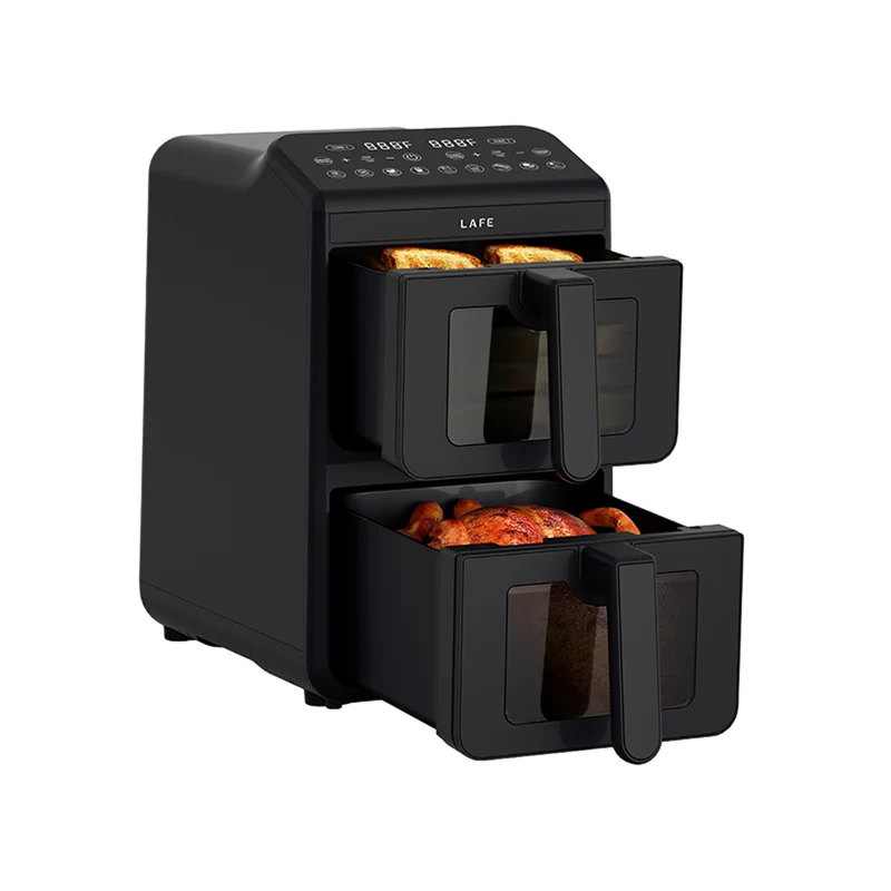 Friteuse sans huile LAFE, air fryer, 2 compartiments 5 L, puissance 2460 W, écran LCD, Dual Fry