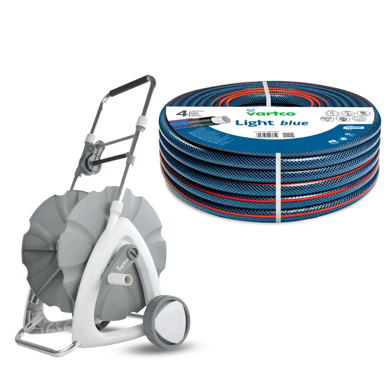 Chariot pour tuyau d'arrosage 1/2" 45 m + Tuyau d'arrosage Vartco Light Blue 1/2" 30 m Agaplast