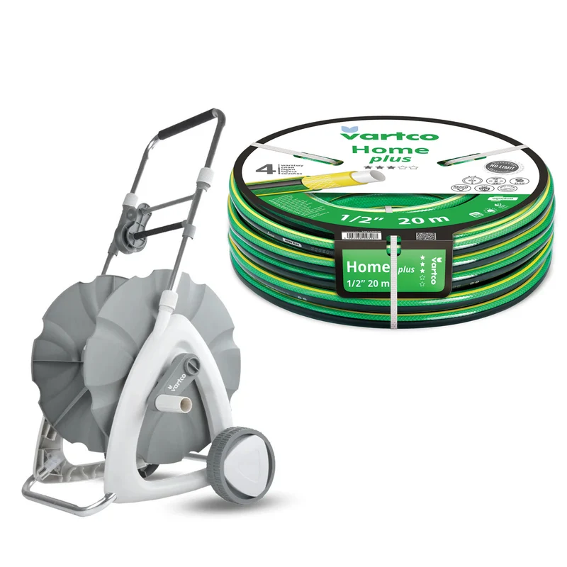 Chariot pour tuyau d'arrosage 1/2" 45 m + Tuyau d'arrosage Vartco Home Plus 1/2" 20 m Agaplast