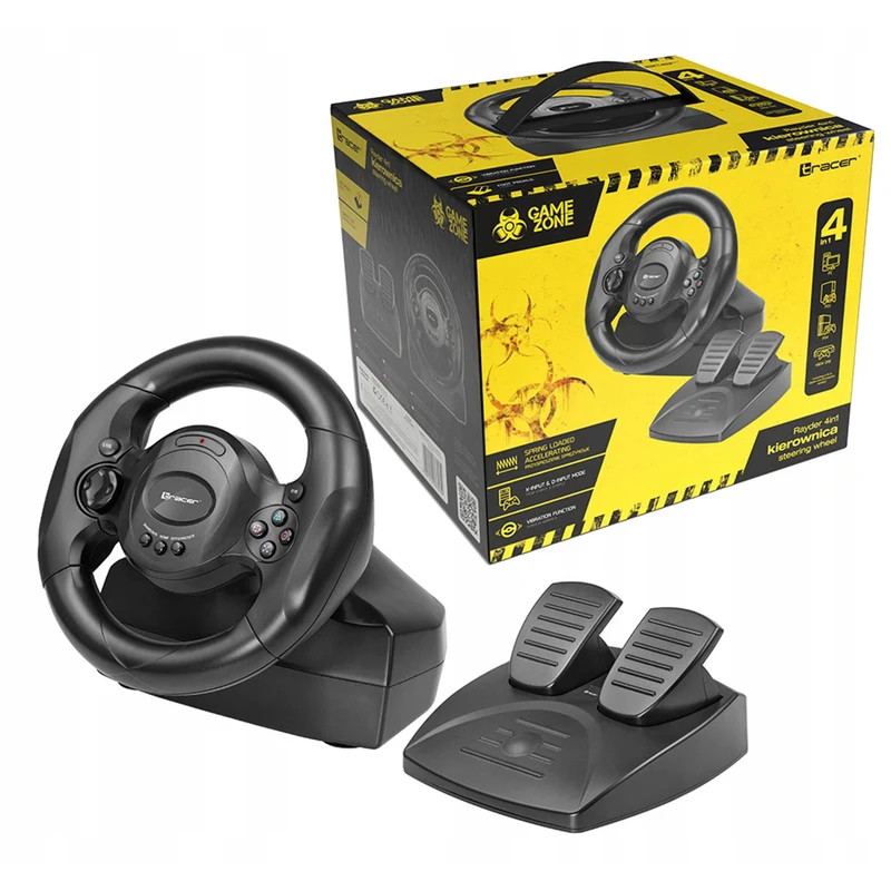 Volant de course gaming et pedales Tracer Rayder 4in1 + Câble USB - microUSB typ B Maclean 1 m