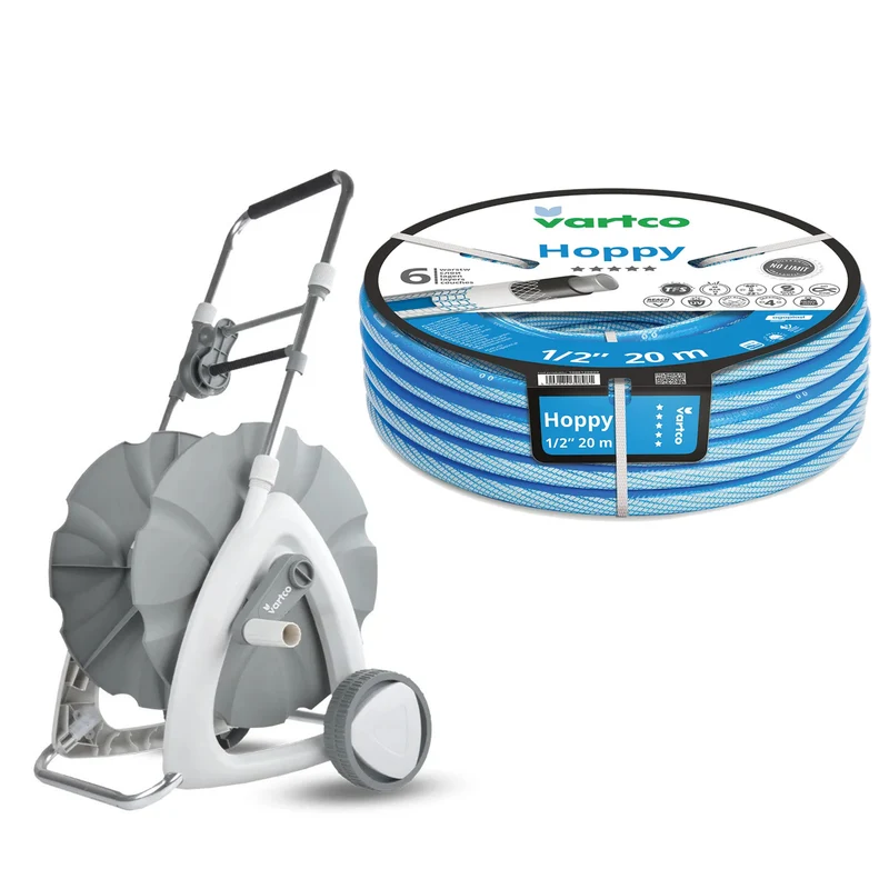 Chariot pour tuyau d'arrosage + tuyau d'arrosage Vartco Hoppy 1/2" 20 m Agaplast
