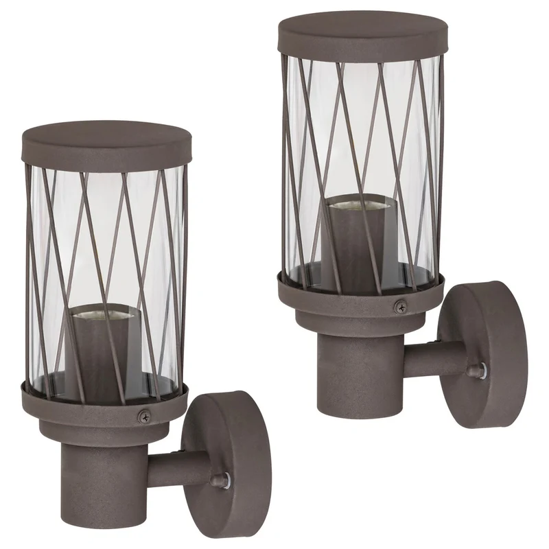 Applique murale d'extérieur Rabalux Budapest, IP44, couleur marron, culot E27, 40 W max., 8888, lot de 2