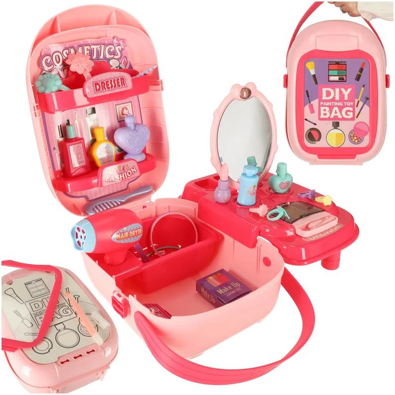 Bowa Make-up Speelset 37-delig – Beauty Speelgoed voor Kinderen – Cosmetica Accessoireset met Opbergkoffer – Rollenspel Kapper & Visagiste – Roze