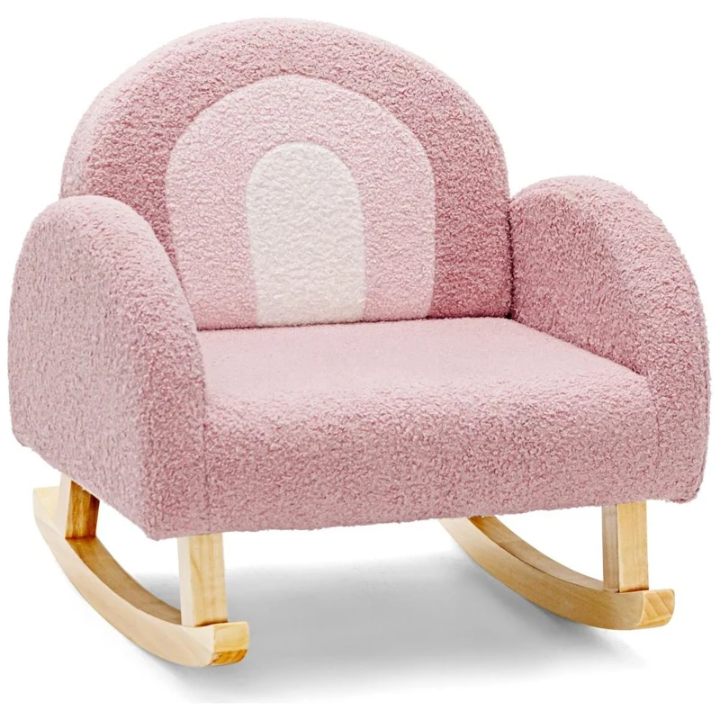 Trendmix Kinderschommelstoel Teddy Roze – Kinder Schommelstoel met Regenboog