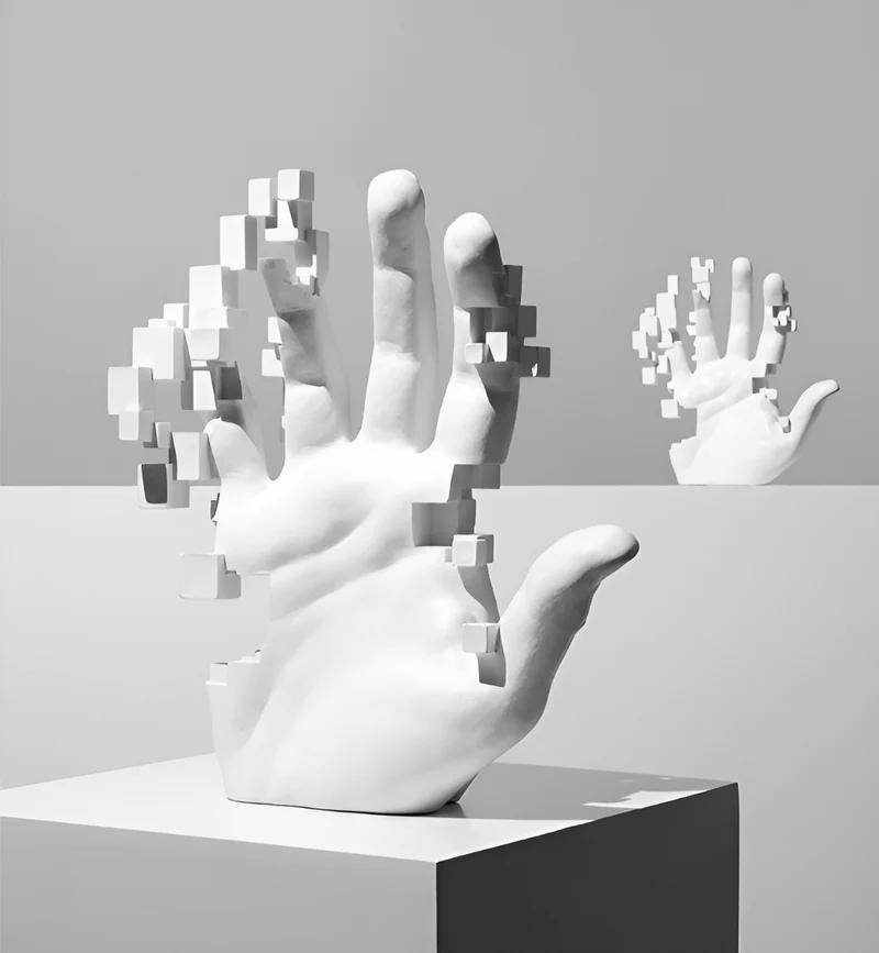 Mosaïek-Hand Standbeeld - Abstracte Hars Glitch Handpalm Figurine Ornament