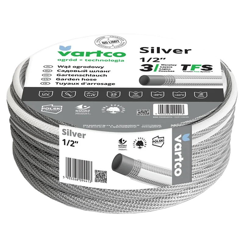Vartco Silver TFS 1/2" 50m tuyau d'arrosage 3 plis