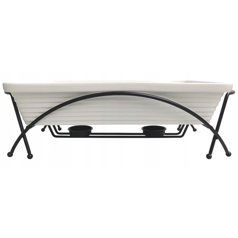Chauffe-plats en céramique Maestro, rectangulaire, blanc, capacité 1,7L, peut être utilisé au four, grille et couvercle avec poignée inclus, MR-11362-73