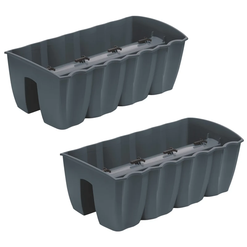 Pot pour garde-corps de balcon DCRO600 - Anthracite, capacité 18L, 2 pièces