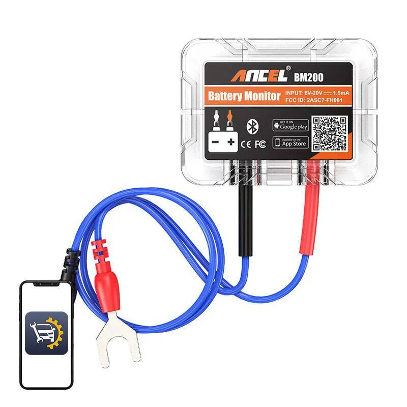 Ancel BM200 Bluetooth Accutester 6-20V DC – Draadloze Batterijtester – Zwart