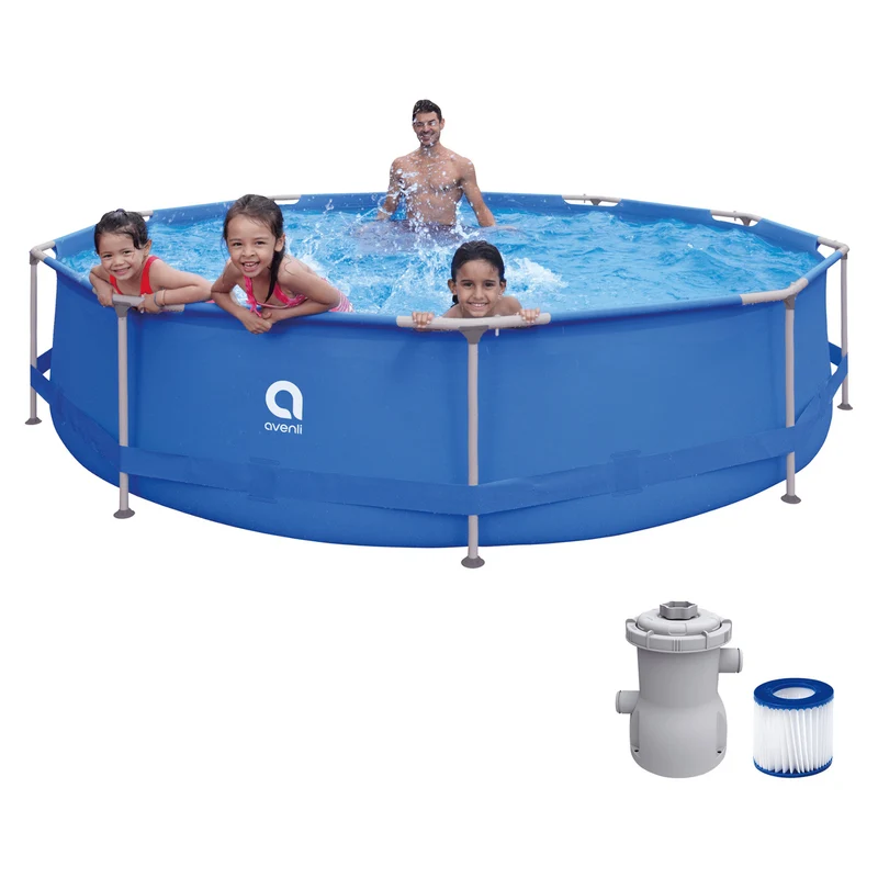 Piscine hors sol AVENLI ronde 366 x 76, ensemble d'une capacité de 6 125 l