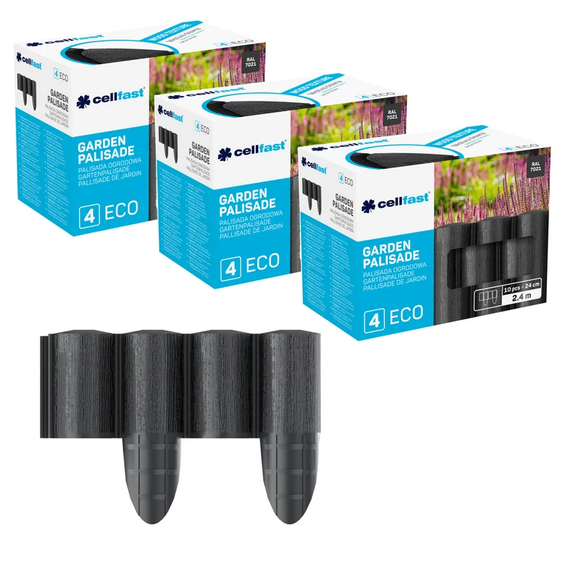 Palissade de jardin Cellfast, aspect bois, résistante au gel, longueur 7,2 m, couleur anthracite, 34-032