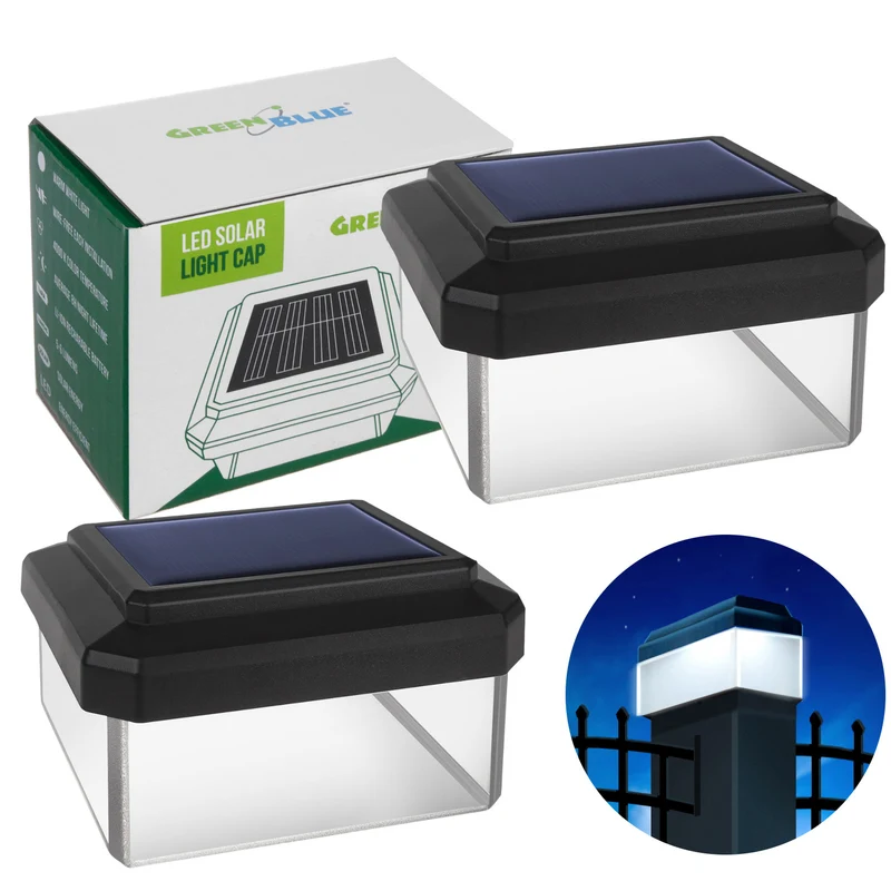 Lampe solaire LED sur poteau GreenBlue, 60 x 40 mm, auvent en forme d'enveloppe, GB125, 2 pièces