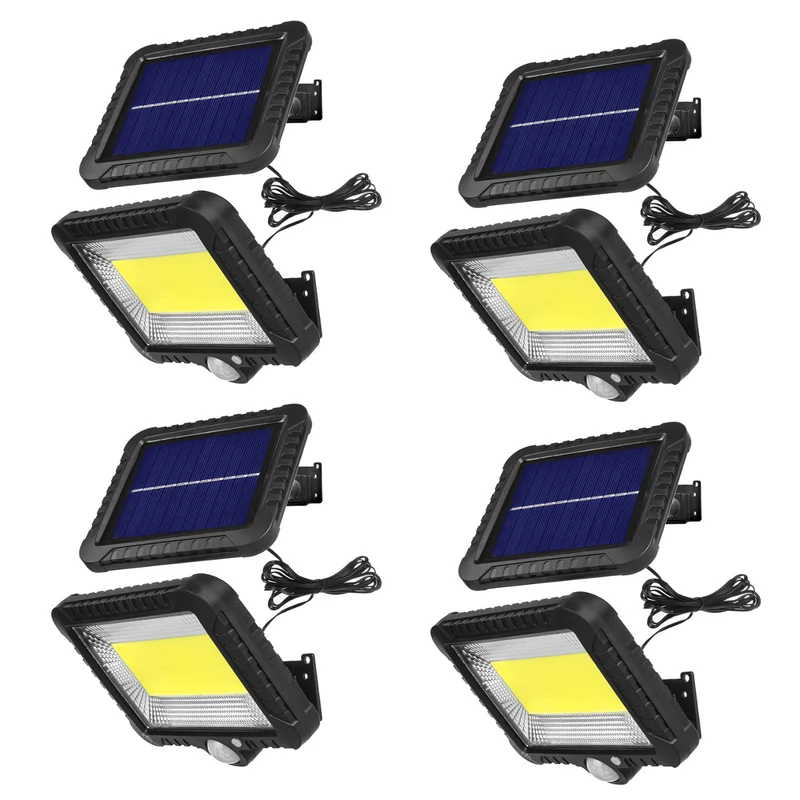 Projecteur solaire LED avec détecteur de mouvement Maclean, IP44, 5 W, 400 lm, 6000 K, batterie lithium 1300 mAh, 5,5 V CC MCE438, 4 pièces