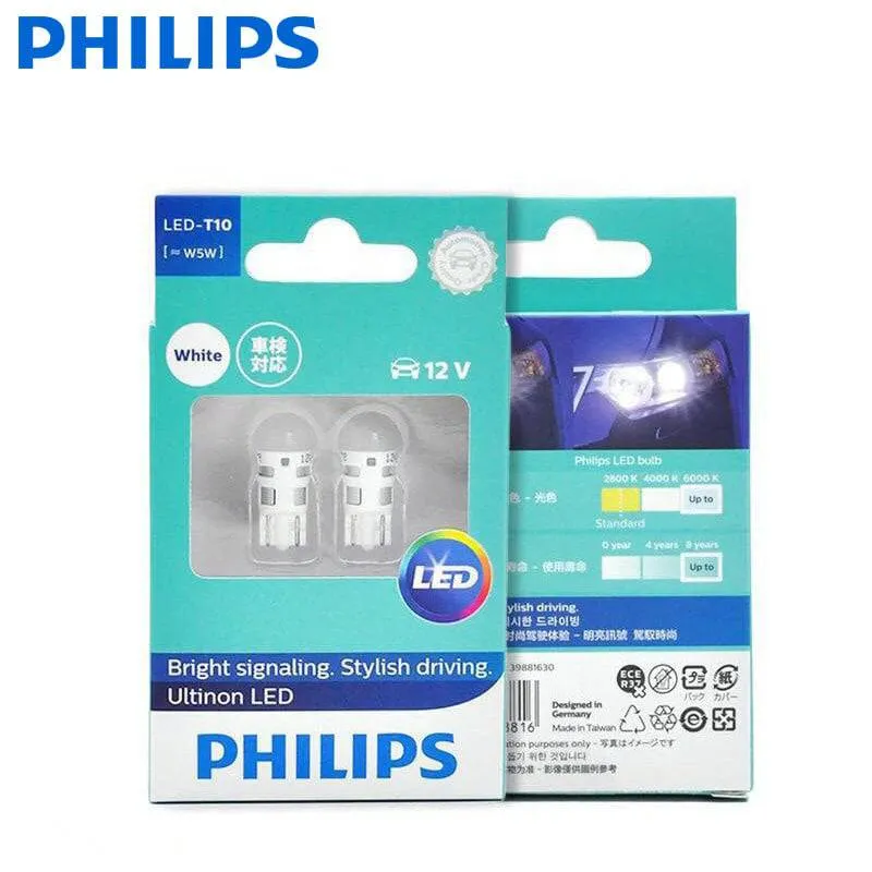 Philips Ultinon T10 LED 6000K Wit Verlichting 12V W5W (set) [Stadsverlichting - Parkeerverlichting - Kentekenverlichting - Interieurverlichting]