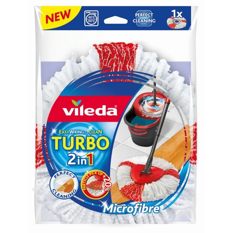 Tête de rechange 2 en 1 pour balai VILEDA EasyWring & Clean Turbo - Microfibre