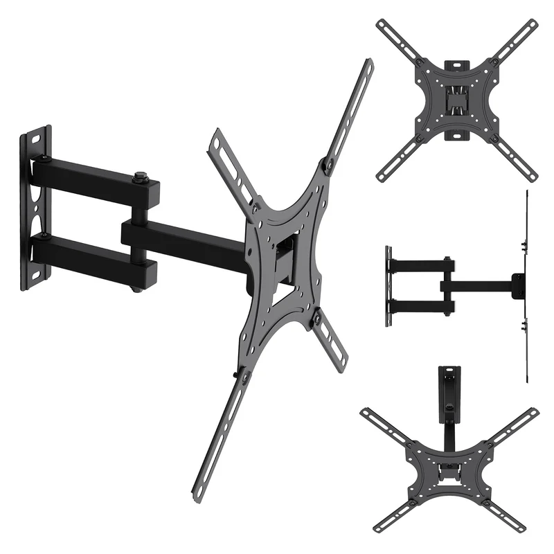 Support / fixation pour téléviseur Maclean, VESA max. 400 x 400, 32-55 pouces, jusqu'à 25 kg, noir, inclinaison réglable de 0° à -15° et rotation de +90° à -90°, MC-190