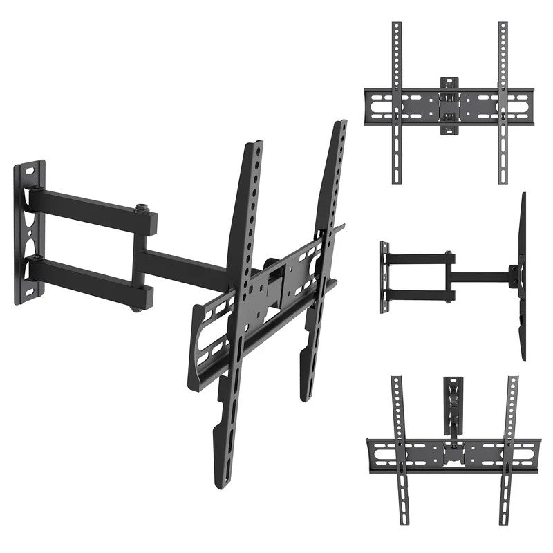 Support / fixation pour téléviseur Maclean, VESA max. 400x400, 32-55 pouces, jusqu'à 30 kg, noir, réglage de l'inclinaison de +2° à -10° et de la rotation de +90° à -90°, MC-191
