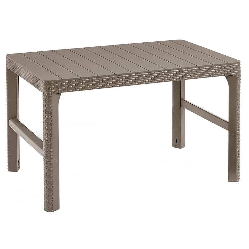 Table de jardin 2en1 Lyon Rattan 2 positions Beige Cappuccino