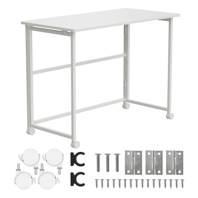 Table pliante Maclean, blanche, mobile, plateau 100x50cm, max. 50kg, MC-1250 W