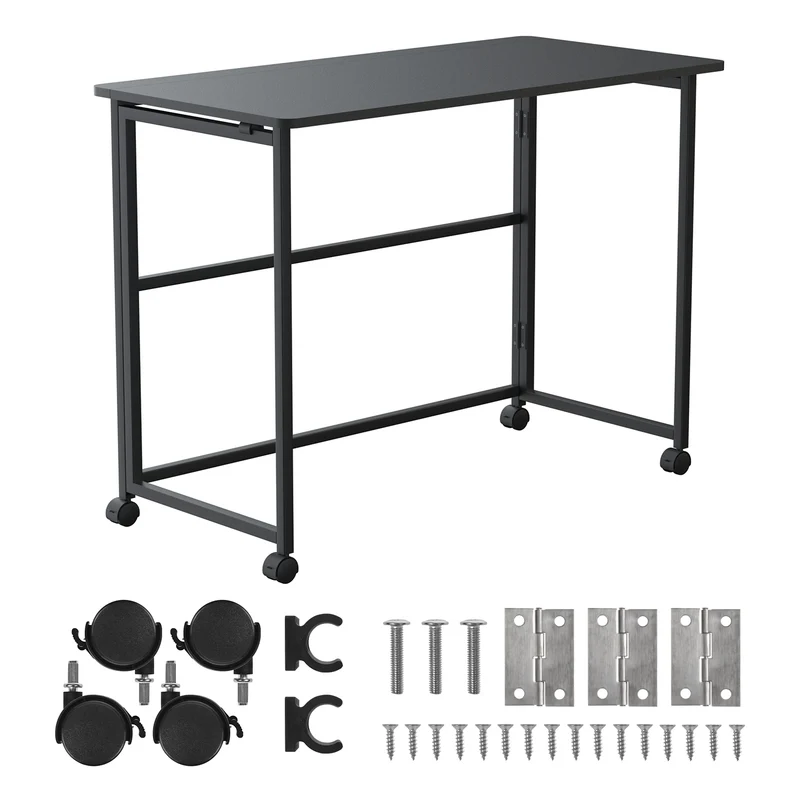 Maclean table pliante, noire, mobile, plateau 100x50cm, max. 50kg, MC-1250 B
