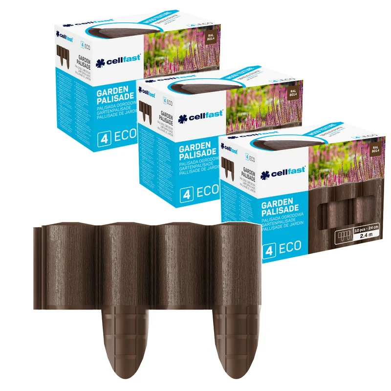 Palissade de jardin Cellfast, aspect bois, résistante au gel, longueur 7,2 m, couleur marron, 34-031