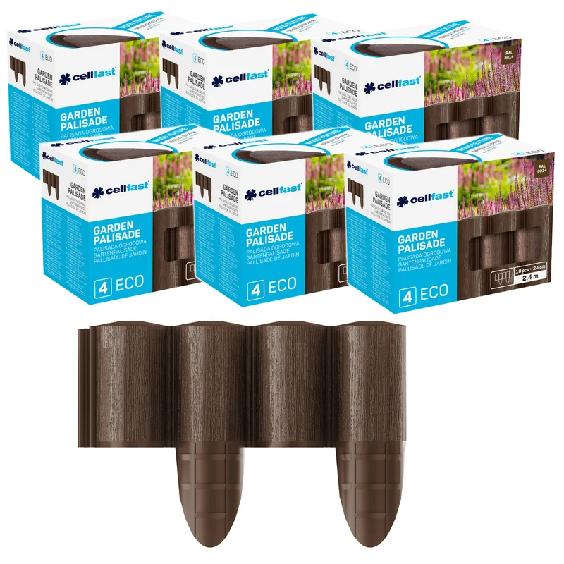 Palissade de jardin Cellfast, aspect bois, résistante au gel, longueur 14,4 m, couleur marron, 34-031