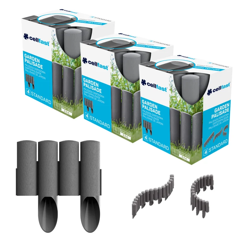 Palissade de jardin Cellfast, aspect bois, résistante au gel, longueur 6,9 m, couleur graphite, 34-044