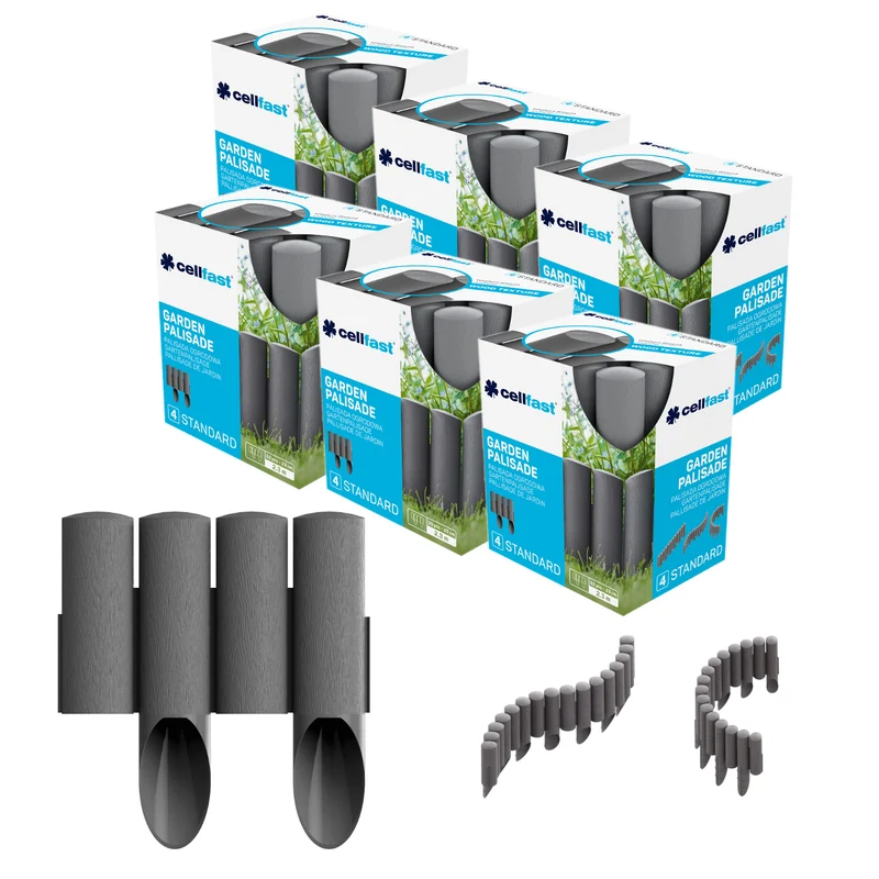 Palissade de jardin Cellfast, aspect bois, résistante au gel, longueur 13,8 m, couleur graphite, 34-044