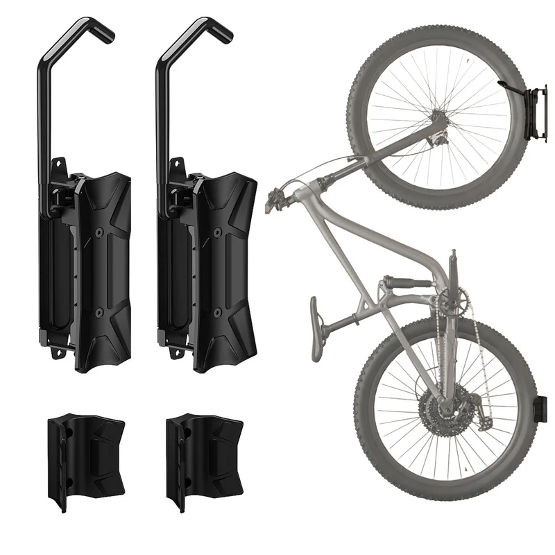 Support mural pour vélos Maclean, charge maximale de 35 kg, angle d'inclinaison réglable, acier, MC-171, lot de 2