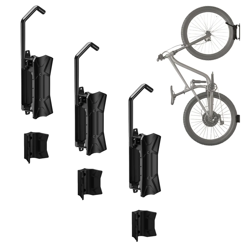 Support mural pour vélos Maclean, charge maximale de 35 kg, angle d'inclinaison réglable, acier, MC-171, lot de 3 pièces