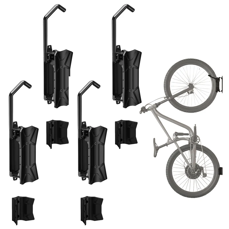Support mural pour vélos Maclean, charge maximale de 35 kg, angle d'inclinaison réglable, acier, MC-171, lot de 4 pièces
