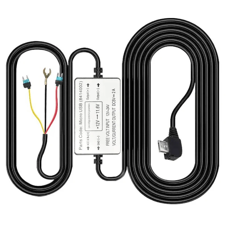 AZDome Auto Dashcam Continue Voeding Hardwire Kabel Voeding Micro USB [3.5M 12v/24v]