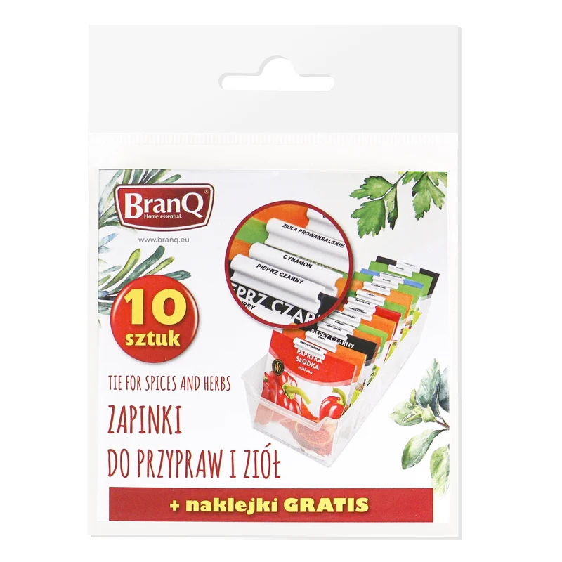BranQ Stickers Organisateur Set de 10 pinces à épices