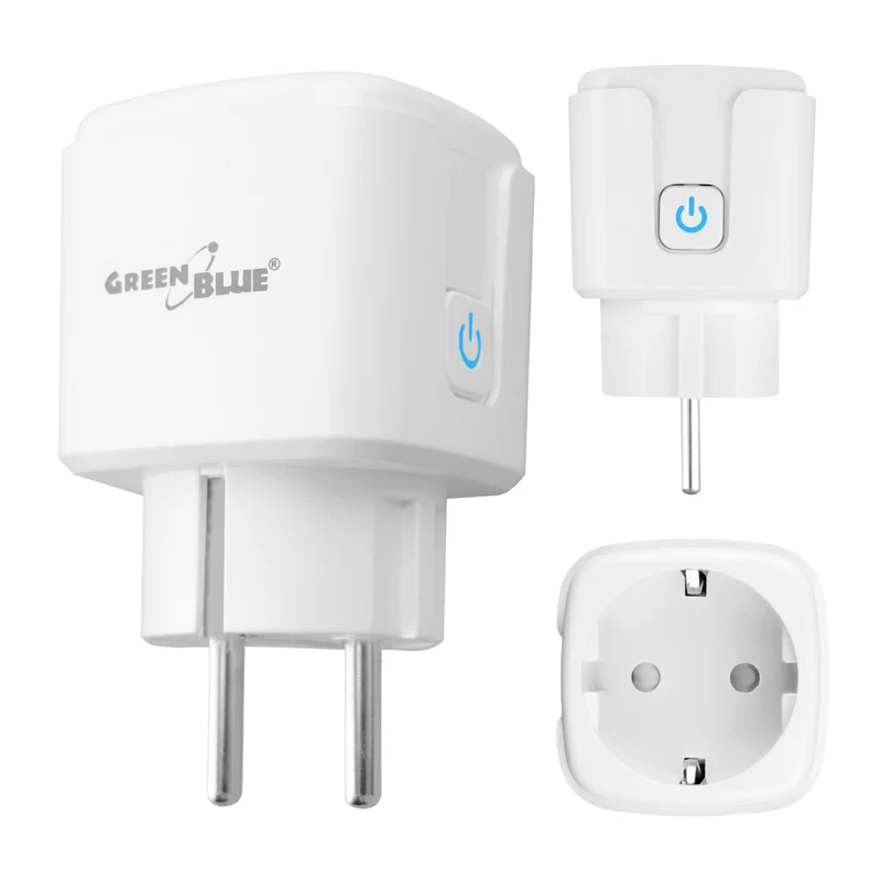 Prise WiFi GreenBlue à commande à distance, compatible Android/iOS/Alexa/Google Home, minuterie, compteur de consommation, max. 16 A/3 840 W, GB735 W