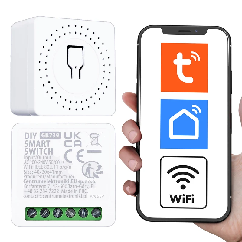 Relais WiFi encastrable GreenBlue, compatible Android/iOS/Alexa/Google Home, 100-240 V CA, 50/60 Hz, max. 16 A, pour LED 150 W, GB739